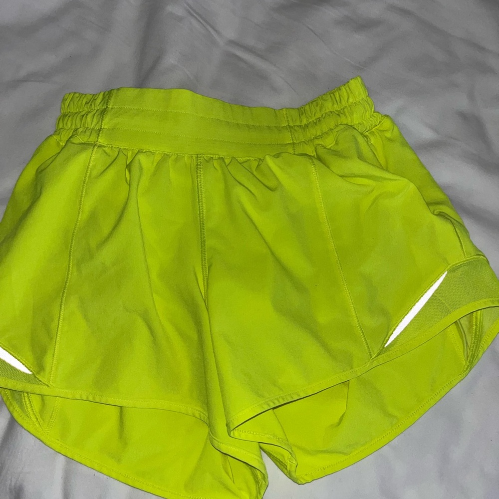 lululemon Women's Neon Green Athletic Shorts, size 4 but they are small im size0